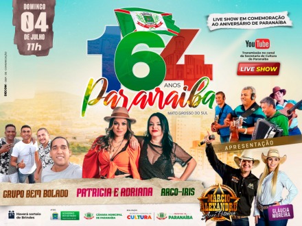 Para comemorar 164 anos de Paranaíba, Prefeitura fará live com show de Patrícia e Adriana e pratas da casa