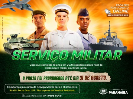 Prazo para alistamento militar obrigatório foi prorrogado para 31 de agosto