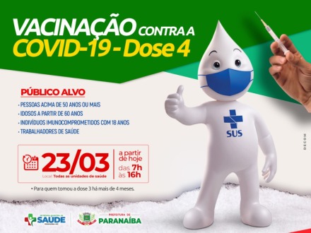 Liberada a 4ª dose de vacinação contra a Covid-19 em Paranaíba