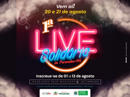 Inscrições abertas para a 1ª  Live Solidária