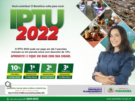 Vence hoje 1ª parcela do IPTU 2022