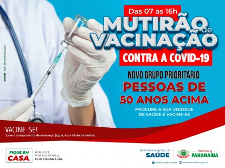 Paranaíba amplia vacinação para população de 50 anos acima