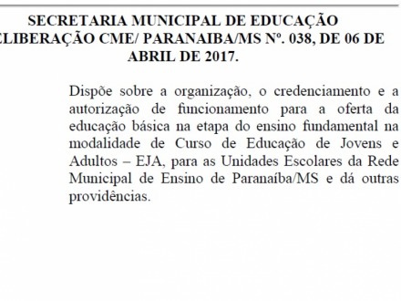 Conselho Municipal de Educa��o regulamenta oferta de Educa��o de Jovens e Adultos (EJA) 