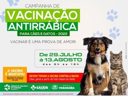 Vacinação contra a raiva começa nesta sexta-feira