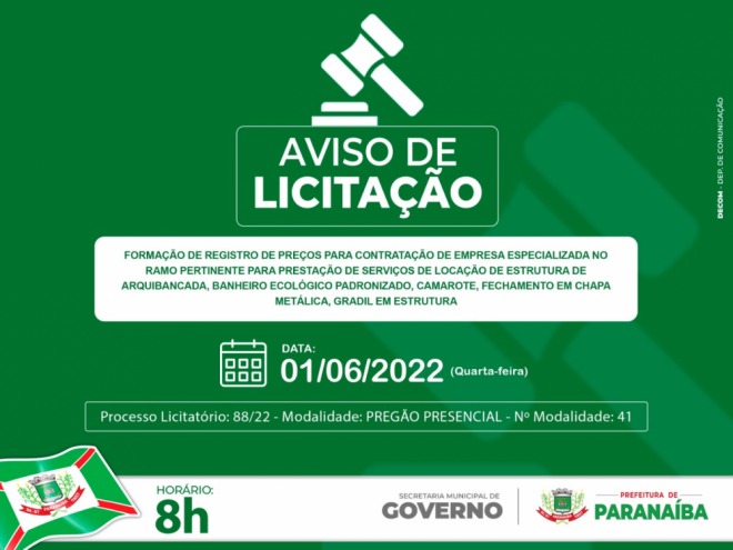 Prefeitura licitou itens para atender todos seus eventos