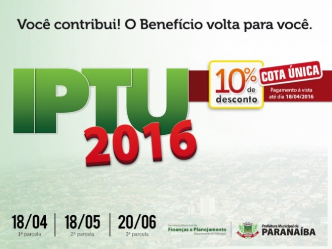 Primeira parcela do IPTU vence dia 18