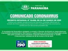 Paranaíba segue Decreto do Estado e comércios não essenciais ficarão fechados até o dia 04